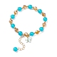 Bracelet extensible en perles de verre rondes avec breloque papillon en alliage pour femme BJEW-JB08232-5