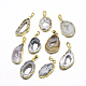 Plated Natural Druzy Grey Agate Pendants G-R435-28-1