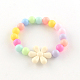 Flower Acrylic Pendant Necklaces and Stretch Bracelets Jewelry Sets SJEW-R048-05-6