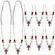 Croce di legno con collane pendenti con perline acriliche da donna NJEW-AB00011-1