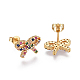 Brass Micro Pave Cubic Zirconia Stud Earrings EJEW-F201-13G-2
