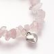Bracelets extensibles avec perles en quartz rose naturel BJEW-JB02724-01-5