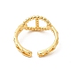 Rack Plating Brass Hollow Out Oval Open Cuff Ring for Women RJEW-D076-04G-2