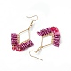 Серьги-подвески из плетеного стекла и нержавеющей стали 201 EJEW-MZ00159-01-3