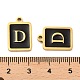 304ステンレス鋼ペンダント  エナメル  文字チャーム付きの長方形  ゴールドカラー  文字d  17.5x12x1.5mm  穴：1.5mm STAS-K265-11G-D-3