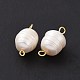 Grade B Natural Cultured Freshwater Pearl Connector Charms PALLOY-JF01496-02-4