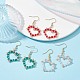 Glass Beaded Heart Dangle Earrings with 304 Stainless Steel Pins EJEW-JE05328-4