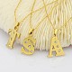 Mixed Style 304 Stainless Steel Rhinestones Letter Pendant Necklaces NJEW-O055-02-1