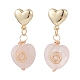 5 Pair 5 Style Natural Rose Quartz Heart Dangle Stud Earrings EJEW-JE05083-4