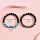 2 pièces 2 styles ensemble de bracelets extensibles en perles de pierres précieuses naturelles et synthétiques mélangées DH0675-3