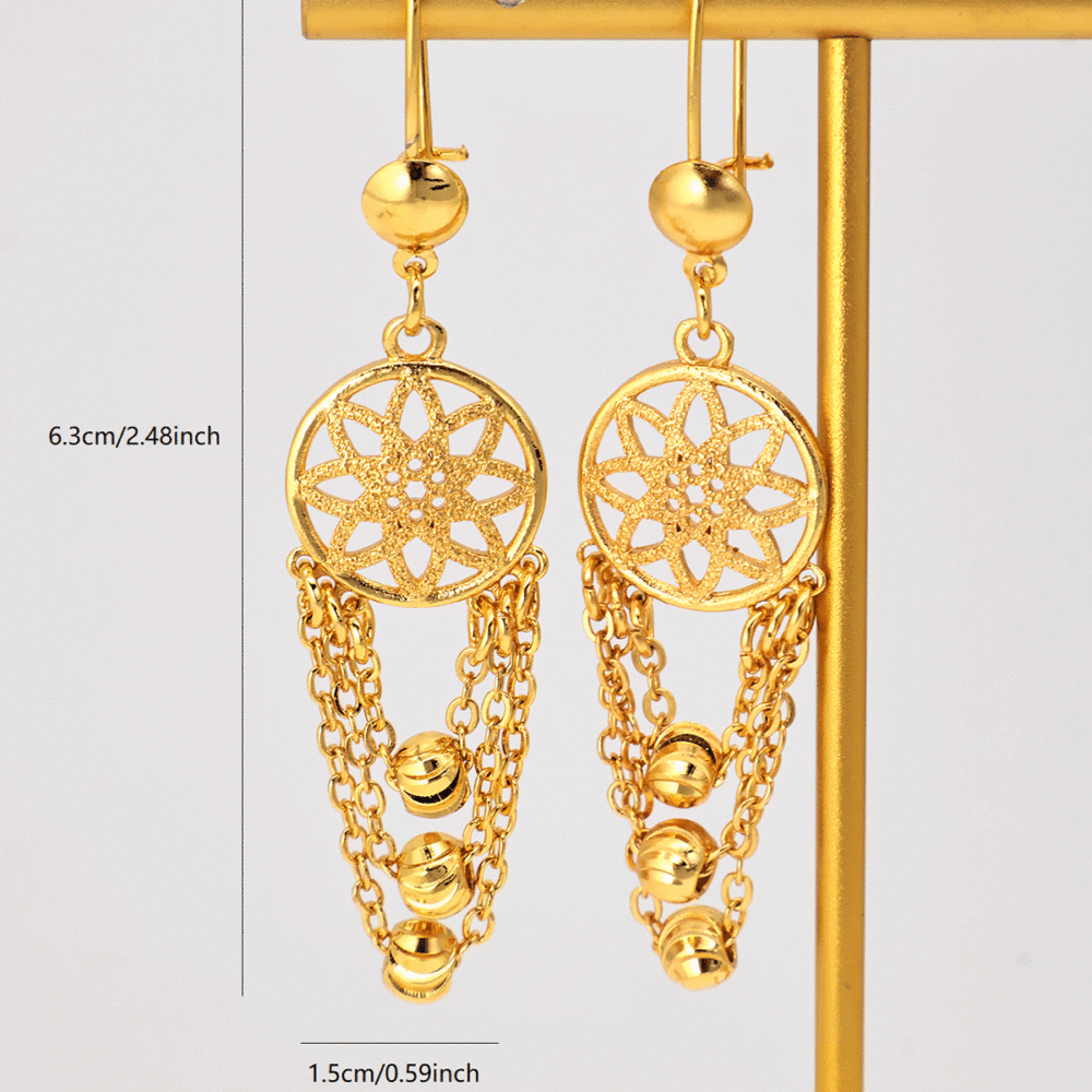 Элегантные латунные круглые серьги-кольца с кисточками XN7680-2-3