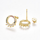 Brass Micro Pave Cubic Zirconia Ear Studs EJEW-S201-99-2