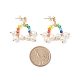 Aretes colgantes de nube y arcoíris con cuentas de vidrio y perlas naturales EJEW-TA00151-4