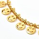 Flat Round with Smiling Face Brass Charm Bracelets BJEW-JB06650-02-2