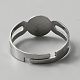 50 piezas ajustables 304 anillos de dedo de acero inoxidable fornituras DIY-WH0410-54-3