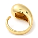 Rack Plating Brass Teardrop Open Cuff Ring for Women X-RJEW-A016-03G-2