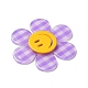 タータンチェックアクリルビッグペンダント  笑顔の花  ライラック  55x50x4.5mm  穴：1.8mm OACR-B008-B01-3
