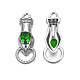 Brass Clear & Green Cubic Zirconia Connector Charms KK-N216-356P-2