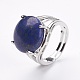 Adjustable Natural Lapis Lazuli Finger Rings X-RJEW-F075-01L-4