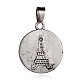 Flat Round with Jesus Antique Silver Alloy Glass Pendants PALLOY-J688-01AS-2