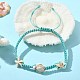 Ocean Theme Starfish Tortoise Synthetic Turquoise Beaded Anklets for Women AJEW-AN00554-02-2