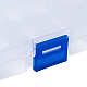 プラスチックビーズ収納ケース  静止10コンパートメント  ランダムスタイル  長方形  透明  130x67x21.5mm  穴：5.5mm CON-R008-01-8