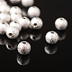 Perles texturées en laiton plaqué argent de 6 mm X-EC248-S-2