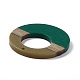 不透明な樹脂とクルミ材のペンダント  リングチャーム  濃い緑  38x3.5mm  穴：2mm RESI-M027-03F-2