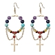 Boucles d'oreilles pendantes en perles mélangées naturelles et synthétiques sur le thème des chakras EJEW-TA00355-1