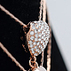 Реальная розового золота гальваническим сплава горный хрусталь сердца многослойная кисточкой кулон свитера ожерелья NJEW-DD0009-119B-2