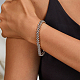 Bracelets extensibles à perles rondes en argent sterling plaqué rhodium 925 pour femmes DS4468-1-3