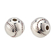 BENECREAT 8Pcs Baseball Brass Beads 18K Platinum Plated Enamel Beads(9.3x9mm) Hole: 2.1mm for DIY Jewelry Making KK-BC0007-14P-1