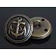 1穴真鍮シャンクボタン  航海ボタン  アンカーボタン付きフラットラウンド  アンティークブロンズ  20mm  穴：2mm X-BUTT-WH0001-06-20mm-1