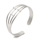 304 Stainless Steel Multi Line Cuff Bangles for Women BJEW-L682-006P-3