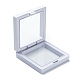 正方形の透明なpe薄膜サスペンションジュエリーディスプレイスタンド  紙外箱付き  リングネックレスブレスレットイヤリング収納用  ホワイト  7x7x2cm CON-D009-02A-01-4