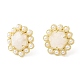 Natural Moonstone Hexagon Stud Earrings with Plastic Pearl Beaded EJEW-E287-01G-02-3