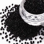 Perles de bugle en verre, dépoli couleurs, noir, 2.5~3x2mm, Trou: 0.9mm, environ 15000 pcs / livre