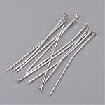 Jewelry Findings, Cadmium Free & Lead Free, Iron Flat Head Pins, Silver, 45x0.75~0.8mm, 20 Gauge, about 5100pcs/1000g, Head: 2mm