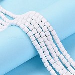 Handmade Polymer Clay Bead Strands, Column, White, 6.5x6mm, Hole: 1.2mm, about 61pcs/strand, 15.75 inch(40cm)