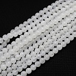 Natural White Moonstone Beads Strands, Round, White, 8mm, Hole: 1mm