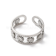 304 Stainless Steel Flower Open Cuff Ring Finding STAS-K253-03P