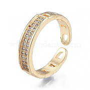 Micro Pave Clear Cubic Zirconia Cuff Rings RJEW-N039-14