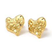 Ion Plating(IP) 304 Stainless Steel Textured Heart Stud Earrings for Women EJEW-I281-14G