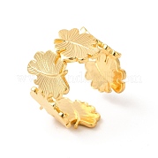 Ion Plating(IP) 304 Stainless Steel Maple Leaf Open Cuff Ring for Women RJEW-E063-18G