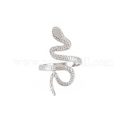 304 Stainless Steel Snake Wide Open Cuff Ring for Women RJEW-S405-160P