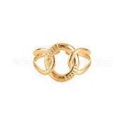 Placcatura ionica (ip) 304 anello per polsino largo ovale aperto in acciaio inossidabile per donna RJEW-S405-159G