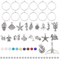 SUNNYCLUE 1 Box 14 Sets Wine Charms Bulk Wine Glass Tags Glass Ball Charms Wine Glass Markers for Glasses Identifier Gathering