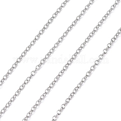 Cadenas de cable de acero inoxidable 304 resistentes al deslustre, soldada, con carrete, oval, color acero inoxidable, 2x1.5x0.4mm, aproximadamente 164.04 pie (50 m) / rollo