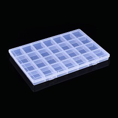 Conteneurs de stockage de perles en plastique, 18 compartiments, rectangle, clair, 28.5x19.5x2.2 cm, compartiment: 44.5x60.5 mm