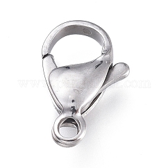 Fermoirs mousquetons en acier inoxydable chirurgical 316 résistant au ternissement, polissage manuel, couleur inoxydable, 15x9.4x4.2mm, Trou: 1.8mm